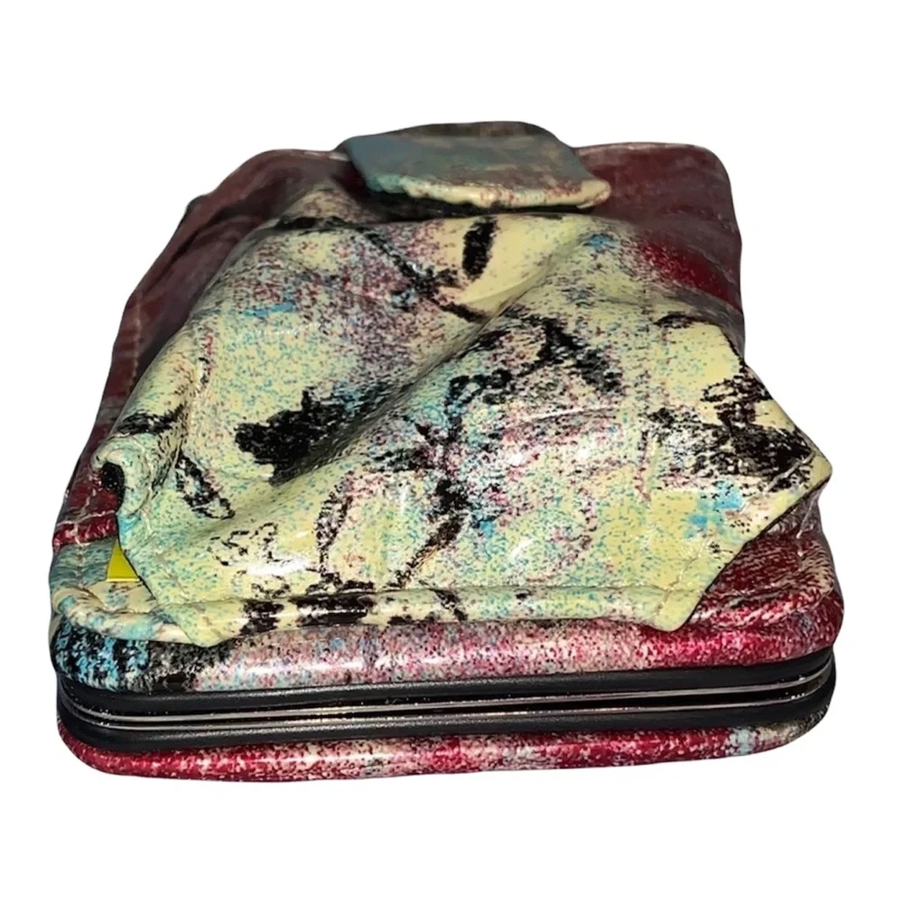 Splattered Multicolored Wallet with Hidden Strap